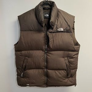 Mens The North Face 700 Down Filled Puffer Vest Brown - Size XL